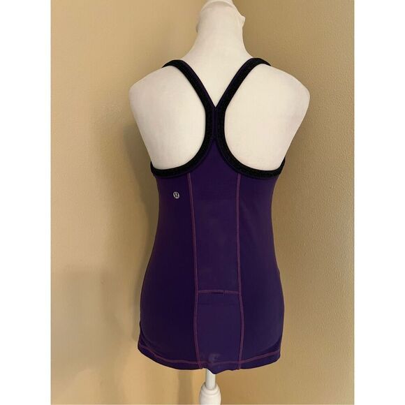 Lululemon Purple w Dark Heathered Gray Trim Ujjayi Y Tank II Size 6 - Picture 6 of 6